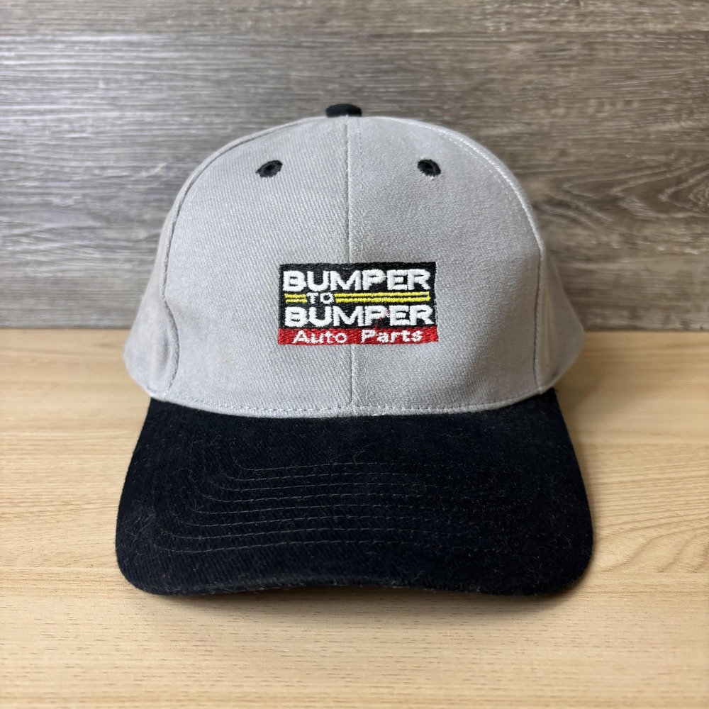 Bumper to Bumper Auto Parts Hat Cap Strap Back Gray Black Advertising Patch Mens